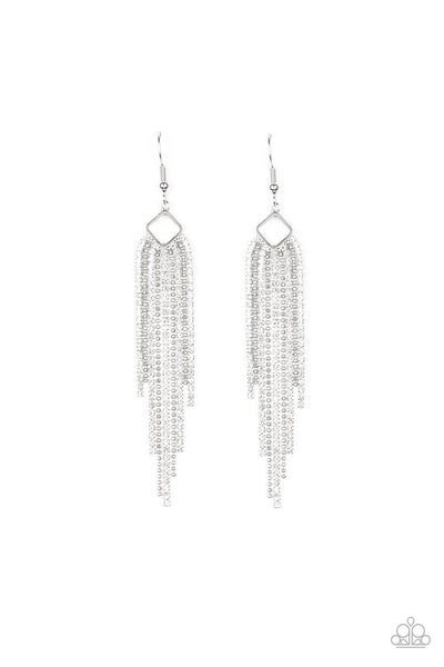 Paparazzi Earrings - Singing In The Reign - White