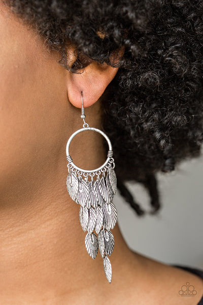 Paparazzi Earring - Feather Frenzy - Silver