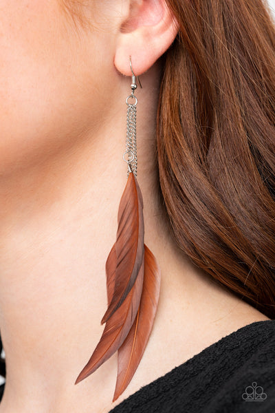 Paparazzi Earring - West Side Western - Brown