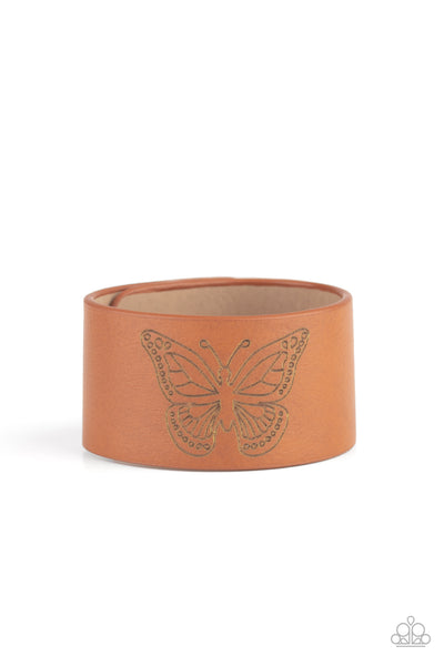 Paparazzi Bracelet - Flirty Flutter - Brown Urban