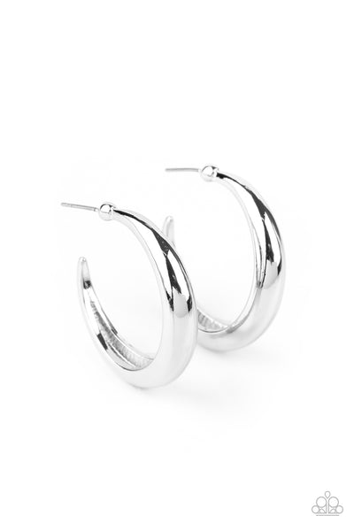 Paparazzi Earring - Lay It On Thick - Silver Hoop