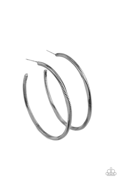 Paparazzi Earring - Spitfire - Black Hoop