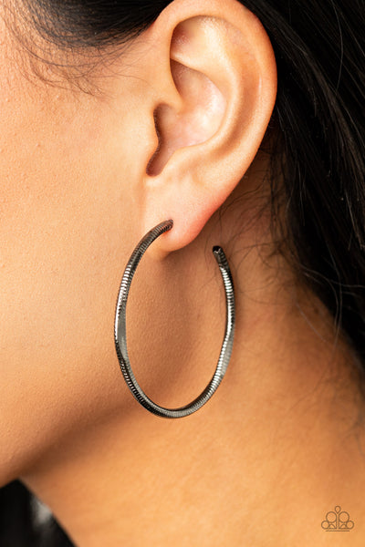 Paparazzi Earring - Spitfire - Black Hoop