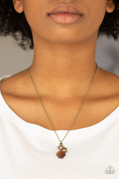 Paparazzi Necklace - Stylishly Square - Brass