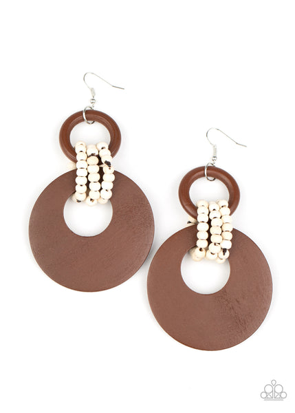Paparazzi Earring - Beach Day Drama - Brown