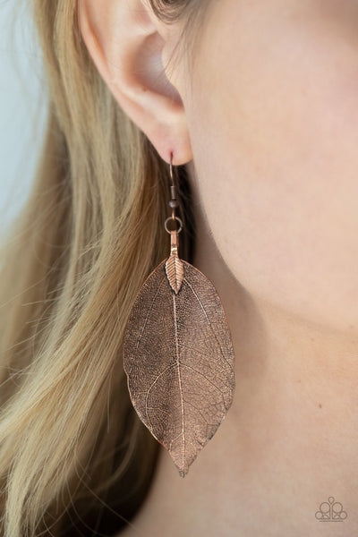 Paparazzi Earring - Leafy Legacy - Copper