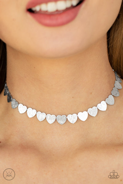 Paparazzi Necklace - Playing HEART To Get - Silver Choker