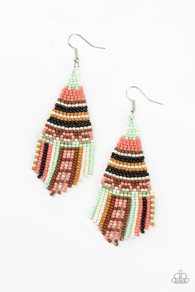 Paparazzi Earring - Beaded Bohemian - Green