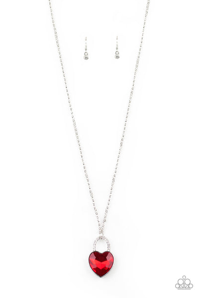 Paparazzi Necklace - Locked in Love - Red