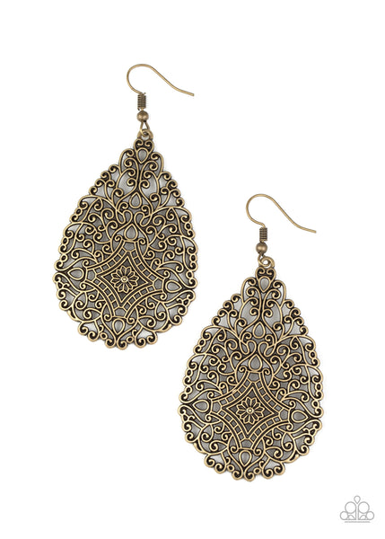Paparazzi Earring - Napa Valley Vintage - Brass