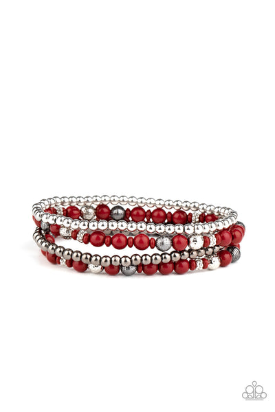 Paparazzi Bracelet - Stacked Style Maker - Red