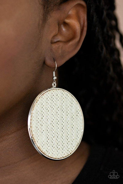 Paparazzi Earring - Wonderfully Woven - White