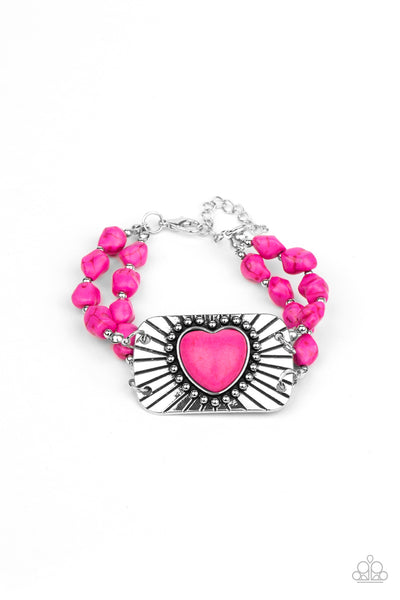 Paparazzi Bracelet - Sandstone Sweetheart - Pink