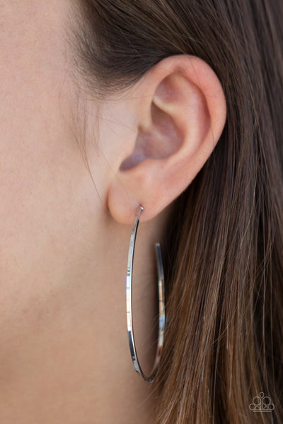 Paparazzi Earring - Cool Curves - Silver Hoops