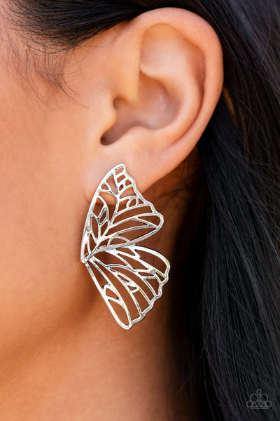 **PREORDER** Paparazzi Earring - Butterfly Frills - Silver Jackets
