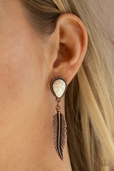 Paparazzi Earring - Totally Tran-QUILL - Copper