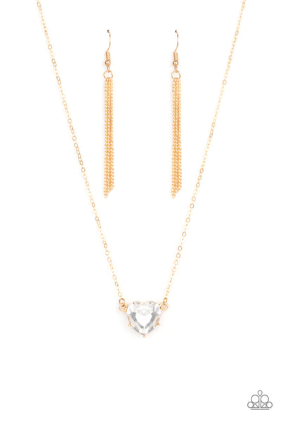 Paparazzi Necklace - She Works HEART For The Money - Gold