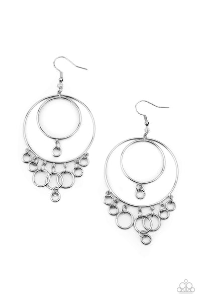 Paparazzi Earring - Roundabout Radiance - Black