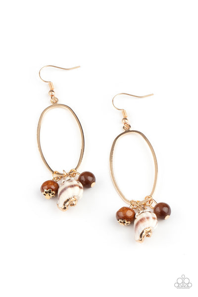 Paparazzi Earring - Golden Grotto - Brown