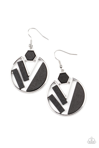 Paparazzi Earring - Petrified Posh - Black