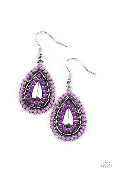 Paparazzi Earring -  Beaded Bonanza - Purple