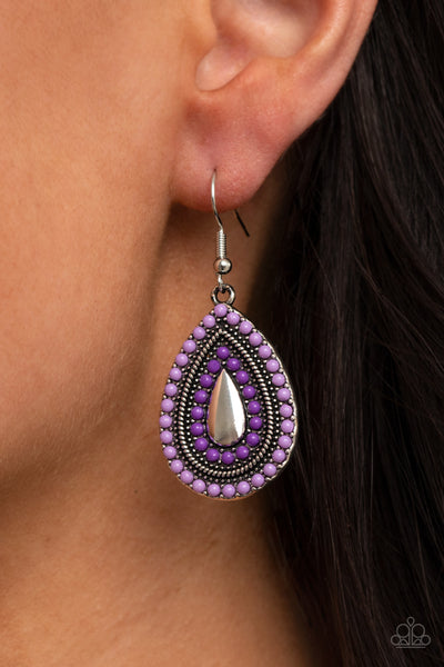 Paparazzi Earring -  Beaded Bonanza - Purple