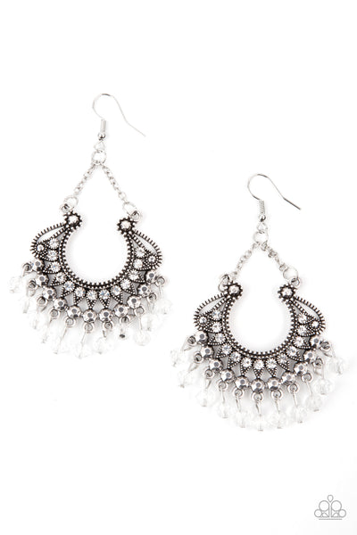 Paparazzi Earring - GLOW Down In Flames - White