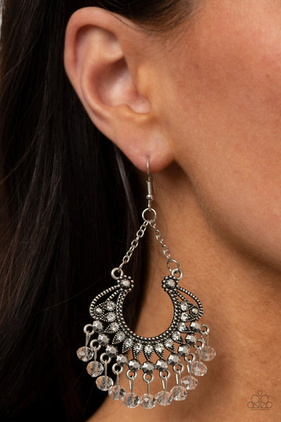 Paparazzi Earring - GLOW Down In Flames - White