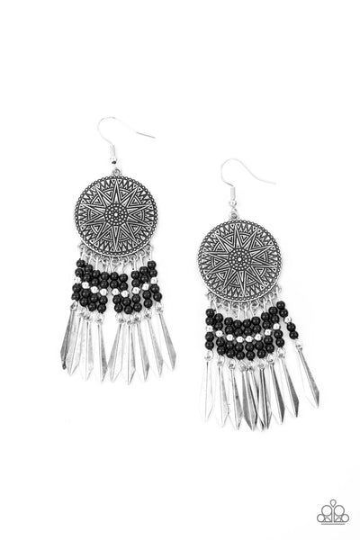 Paparazzi Earring -  Sun Warrior - Black