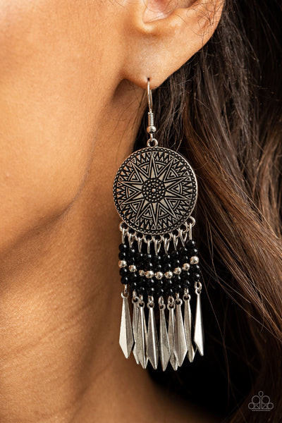 Paparazzi Earring -  Sun Warrior - Black