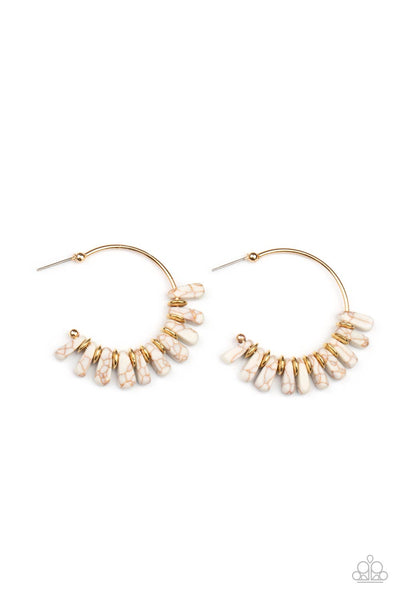 Paparazzi Earring - Poshly Primitive - White Hoops