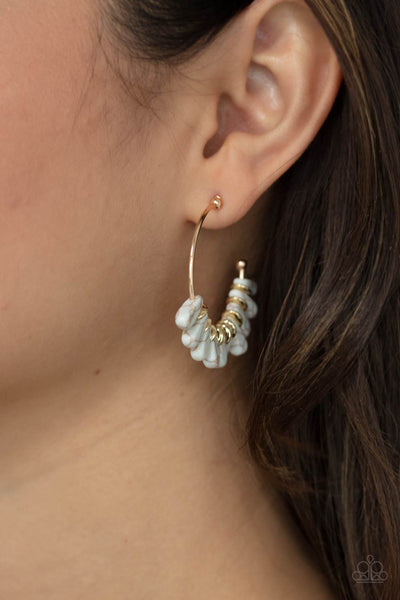Paparazzi Earring - Poshly Primitive - White Hoops