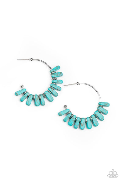 Paparazzi Earring - Poshly Primitive - Blue Hoops