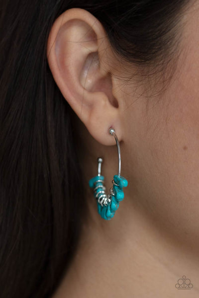 Paparazzi Earring - Poshly Primitive - Blue Hoops
