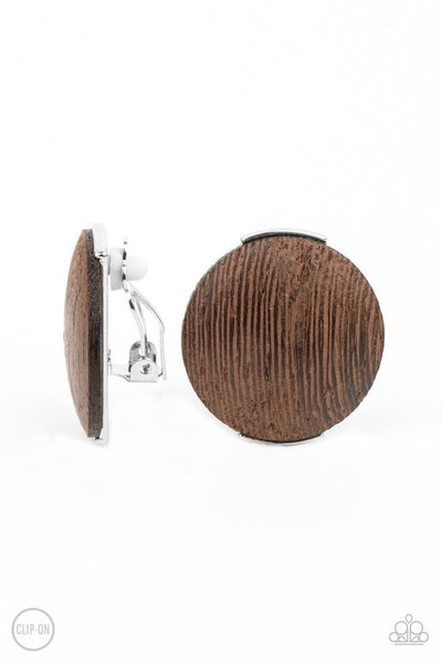Paparazzi Earring - WOODWORK It - Brown