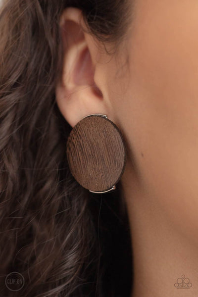 Paparazzi Earring - WOODWORK It - Brown