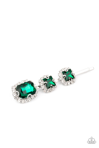 Paparazzi Hair Accessory - Teasable Twinkle - Green Bobby Pin