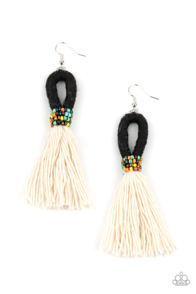 Paparazzi Earring - The Dustup - Black White