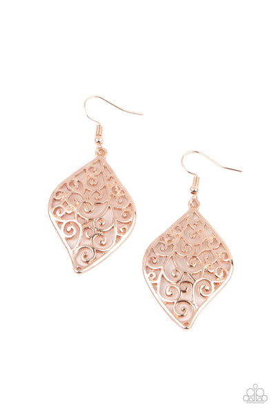 Paparazzi Earring - Your Vine Or Mine - Rose Gold