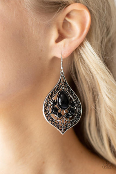 Paparazzi Earring - New Delhi Nouveau - Black