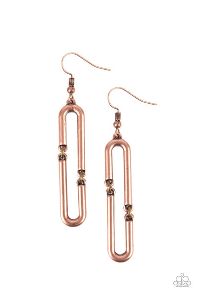 Paparazzi Earring - Linked and Synced - Copper