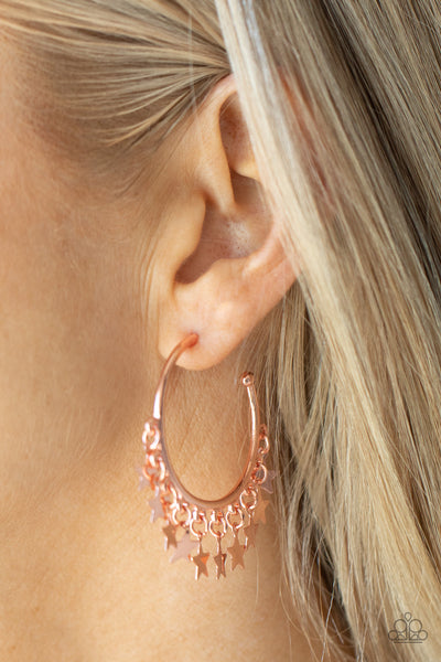 Paparazzi Earring - Happy Independence Day - Copper Hoops