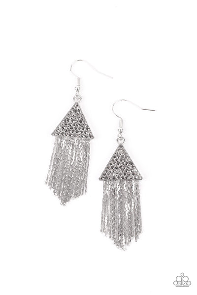 Paparazzi Earring - Pyramid SHEEN - Silver