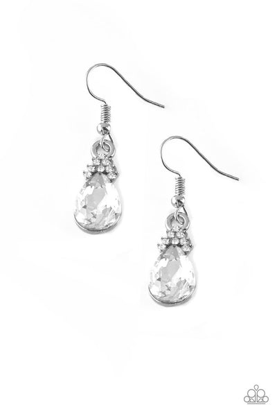 Paparazzi Earring - 5th Avenue Fireworks White
