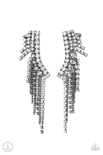 Paparazzi Earring - Thunderstruck Sparkle - Black Crawler