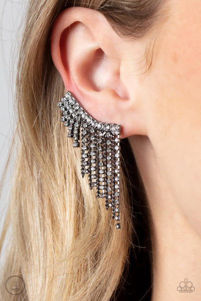 Paparazzi Earring - Thunderstruck Sparkle - Black Crawler