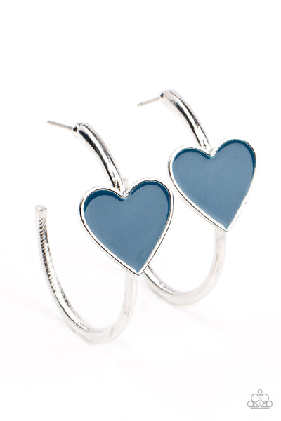 Paparazzi Earring - Kiss Up - Blue Hoops