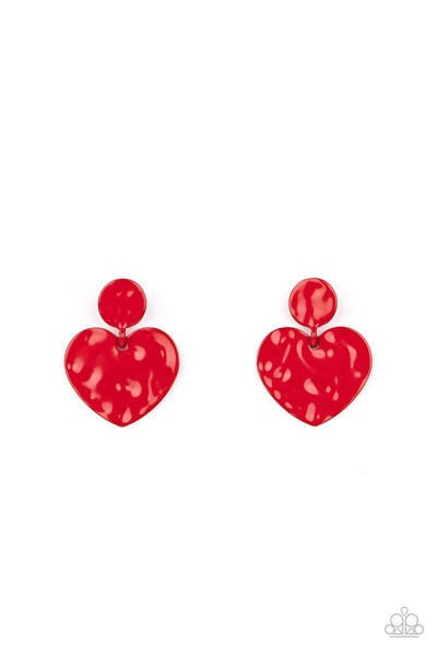 Paparazzi Earring - Just a Little Crush - Red