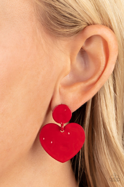 Paparazzi Earring - Just a Little Crush - Red