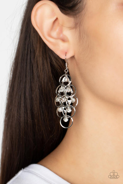 Paparazzi Earring - Head Rush - White